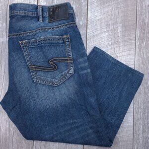 Silver Jeans Mens Hunter Athletic Fit Tapered Size 42x27 Blue Denim Mid Rise